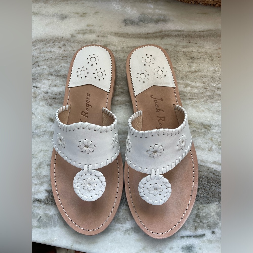 Jack Rogers Sandals White Size 10 Wide